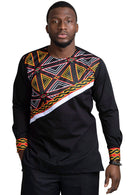 Toghu Bamenda Men African Print Shirt (Black/ red /white) - Afrilege