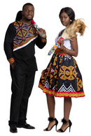 Toghu Bamenda Men African Print Shirt (Black/ red /white) - Afrilege