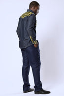 Desta African print Denim jeans long sleeve Men's shirt (yellow) - Afrilege