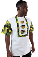 Gueye African Print Short Sleeve Men Shirt - White / Green - Afrilege