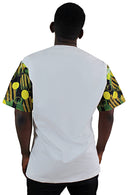 Gueye African Print Short Sleeve Men Shirt - White / Green - Afrilege