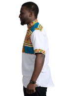 Kayobe African Print Shirt for men - Blue & White - Afrilege