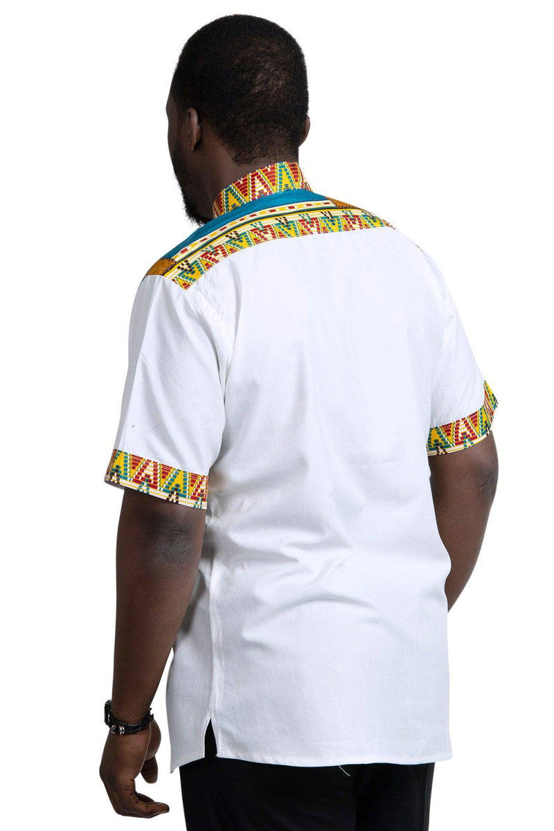 Kayobe African Print Shirt for men - Blue & White - Afrilege