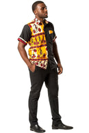 Chike African Print Men's Shirt - Orange / Black - Afrilege