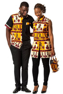 Chike African Print Men's Shirt - Orange / Black - Afrilege