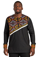 Toghu Bamenda Men African Print Shirt (Black/ red /white) - Afrilege