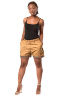 Aveye Women's African Print Shorts - Brown - Afrilege