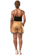 Aveye Women's African Print Shorts - Brown - Afrilege