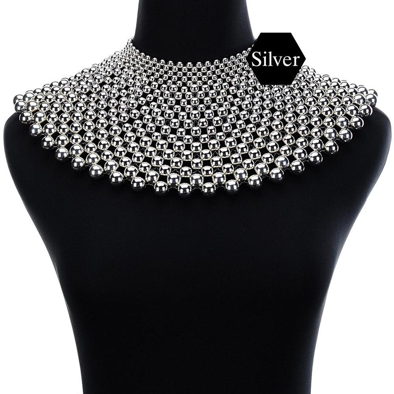 Egyptian Inspired Maxi Choker Necklace (Silver) - Afrilege