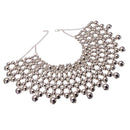 Egyptian Inspired Maxi Bib Collar Choker Necklace (Silver) - Afrilege
