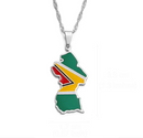 Guyana Map Flag Pendant Necklace - Afrilege