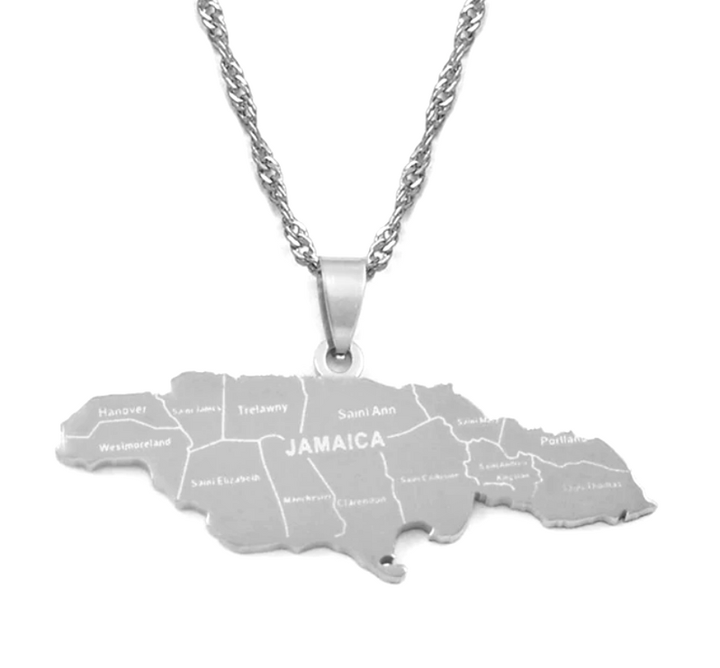 Jamaica Map  Pendant Necklace - Afrilege