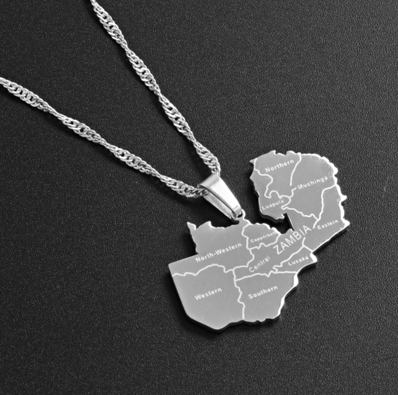 Zambia Map Pendant Necklace - Afrilege