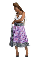African Print Hannah 2-seasons Midi Skirt ( Pink, Black & White) - Afrilege