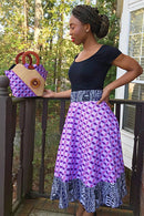 African Print Hannah 2-seasons Midi Skirt ( Pink, Black & White) - Afrilege