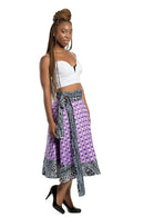 African Print Hannah 2-seasons Midi Skirt ( Pink, Black & White) - Afrilege