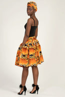 Ayo African Print Mini Skirt - Orange / Black - Afrilege