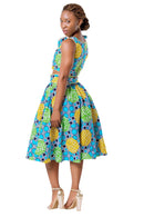 Deli Bow Side Midi African Print Skirt - Green - Afrilege