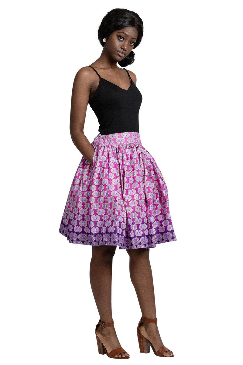 Ebele African Print Midi Skirt ( Pink) - Afrilege
