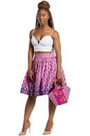 Ebele African Print Midi Skirt ( Pink) - Afrilege