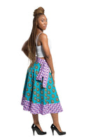 Hannah African Print 2-seasons Midi Skirt (Pink & Green) - Afrilege
