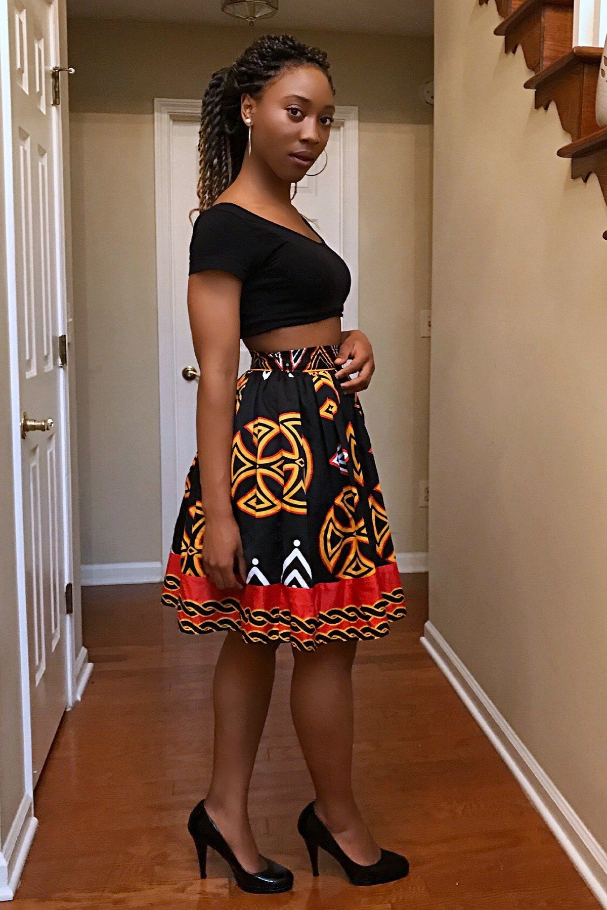 strapless open back dress Sophia Satin Rhinestone Midi Skirt • Shop American Threads Women's Trendy Online Boutique Black / M main image 0
