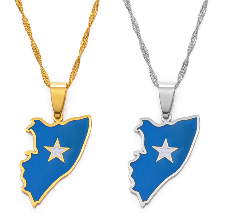 Somalia map flag Pendant necklace ( Gold & Silver available) - Afrilege