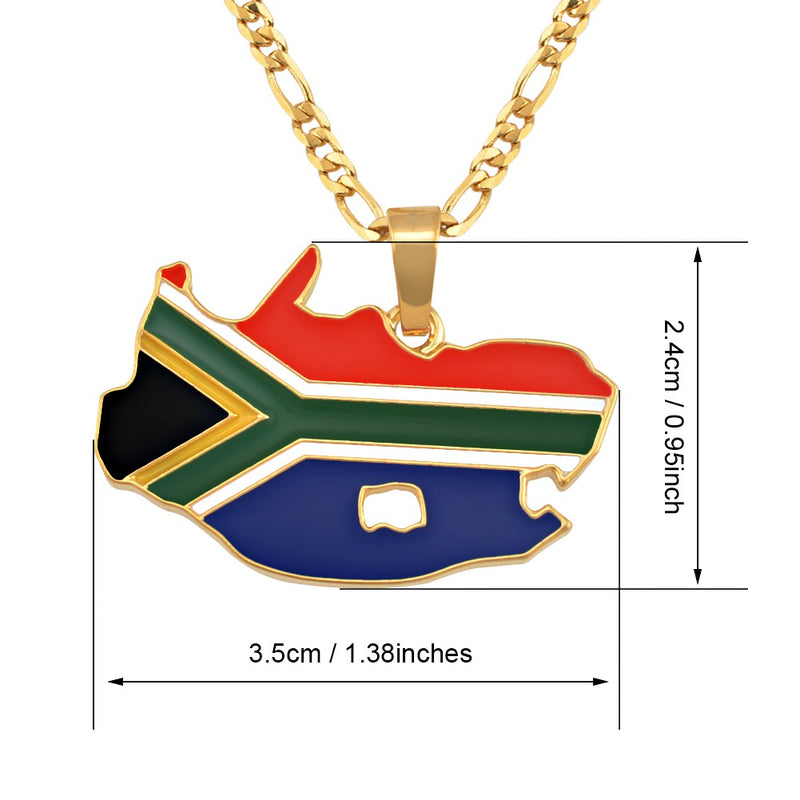 South Africa Map Flag Pendant Necklace - Afrilege