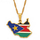 South Sudan Map Flag Pendant Necklace - Afrilege