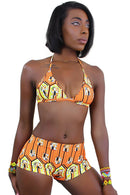 African Print Swimwear 2-pieces Bikini ( Orange / Yellow) - Afrilege
