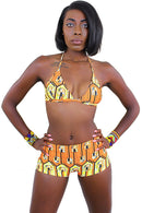 African Print Swimwear 2-pieces Bikini ( Orange / Yellow) - Afrilege