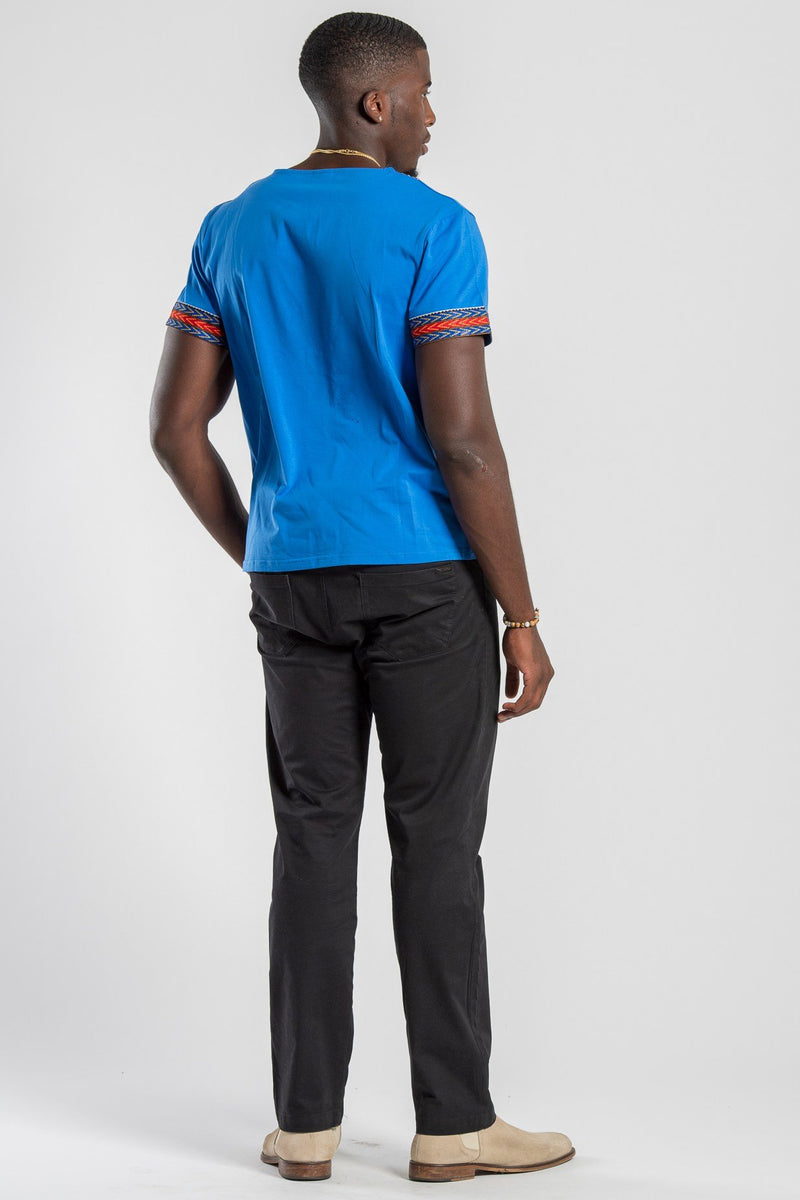 Blue African Dashiki Men T-shirt - Afrilege
