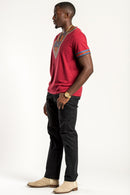 Maroon African Dashiki Men T-shirt - Afrilege