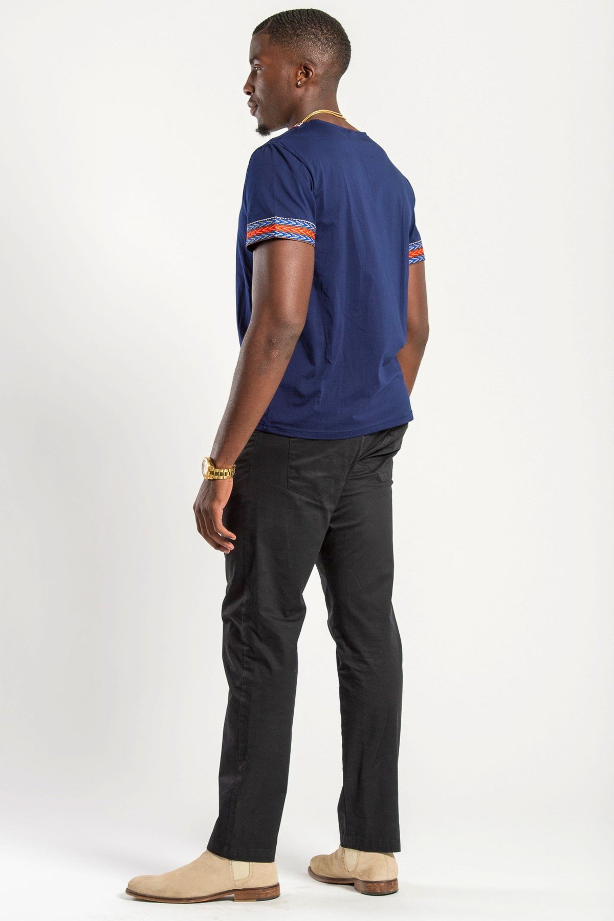 TUITACI VELVET DASHIKI SHIRTS NAVY 朔ついたち TUITACI VELVET DASHIKI SHIRTS NAVY 朔ついたち