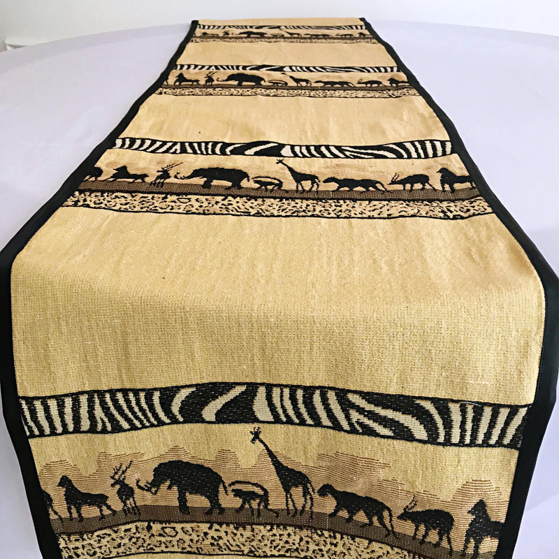 African Safari African Print table runners (Brown) - Afrilege