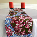 Aisha Floral African Print table runners with napkins (Blue/ Pink) - Afrilege