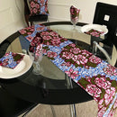 Aisha Floral African Print table runners with napkins (Blue/ Pink) - Afrilege
