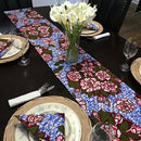 Aisha Floral African Print table runners with napkins (Blue/ Pink) - Afrilege
