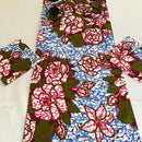 Aisha Floral African Print table runners with napkins (Blue/ Pink) - Afrilege