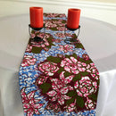 Aisha Floral African Print table runners with napkins (Blue/ Pink) - Afrilege