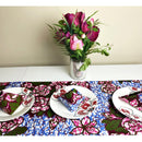 Aisha Floral African Print table runners with napkins (Blue/ Pink) - Afrilege