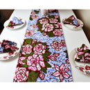 Aisha Floral African Print table runners with napkins (Blue/ Pink) - Afrilege