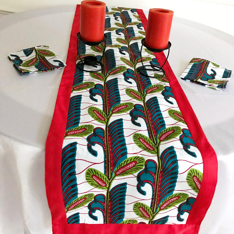 Ayana African Print table runners (Red/ Green/ Blue) - Afrilege