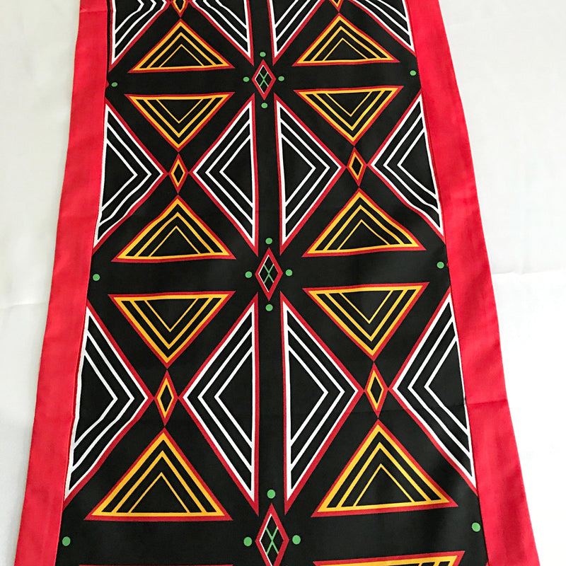 Bamenda Toghu African Print table runners (Black/ Red/ White) - Afrilege