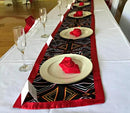 Bamenda Toghu African Print table runners (Black/ Red/ White) - Afrilege