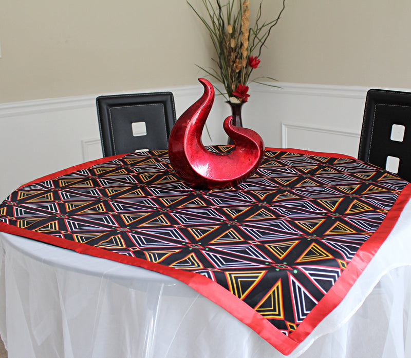 Bamenda Toghu African Print Tablecloths - Black & Red - Afrilege