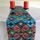 Fairy African Print table runners with napkins (Blue/ Green/ White) - Afrilege