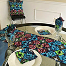 Fairy African Print table runners with napkins (Blue/ Green/ White) - Afrilege