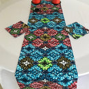 Fairy African Print table runners with napkins (Blue/ Green/ White) - Afrilege