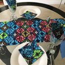 Fairy African Print table runners with napkins (Blue/ Green/ White) - Afrilege
